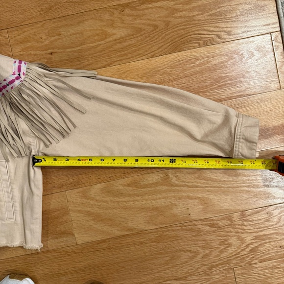 INC Luxe Fringe-Trim Denim Jacket, Aztec Detail, Size Large - Picture 15 of 16